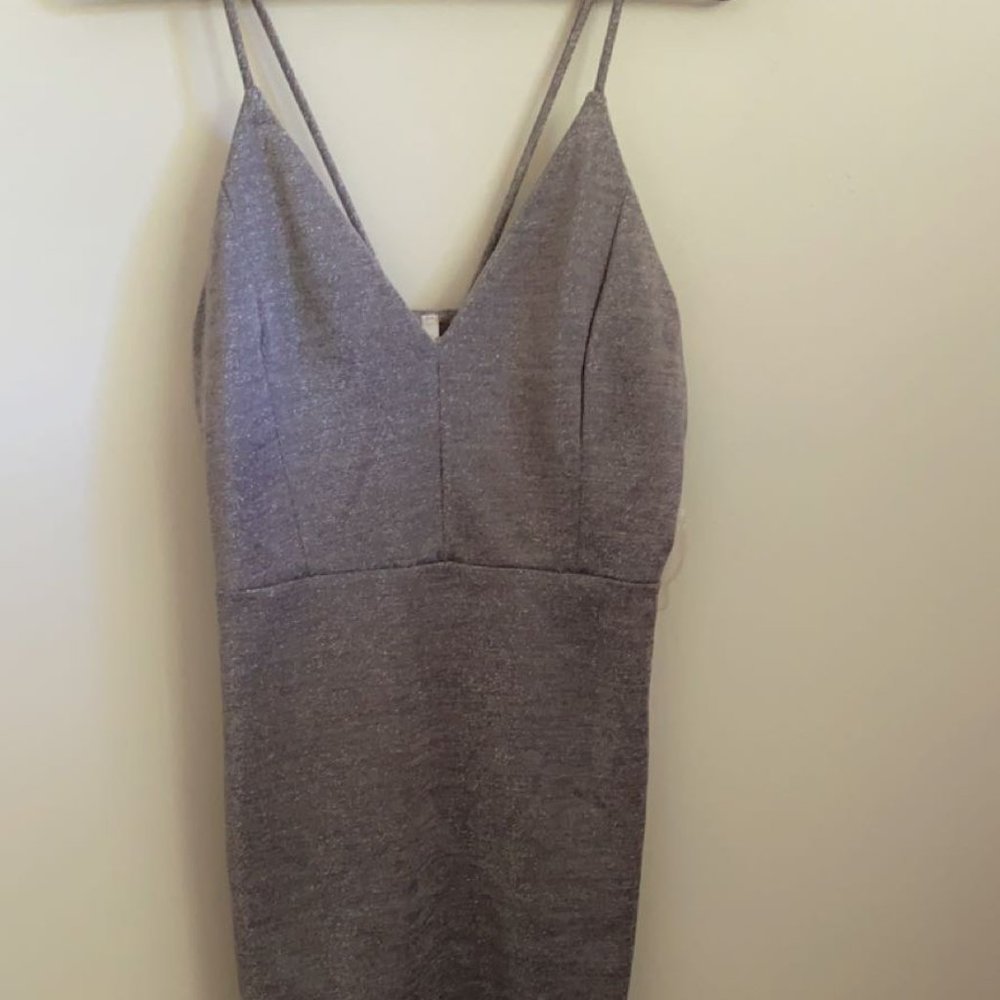 Silver glitter cocktail dress